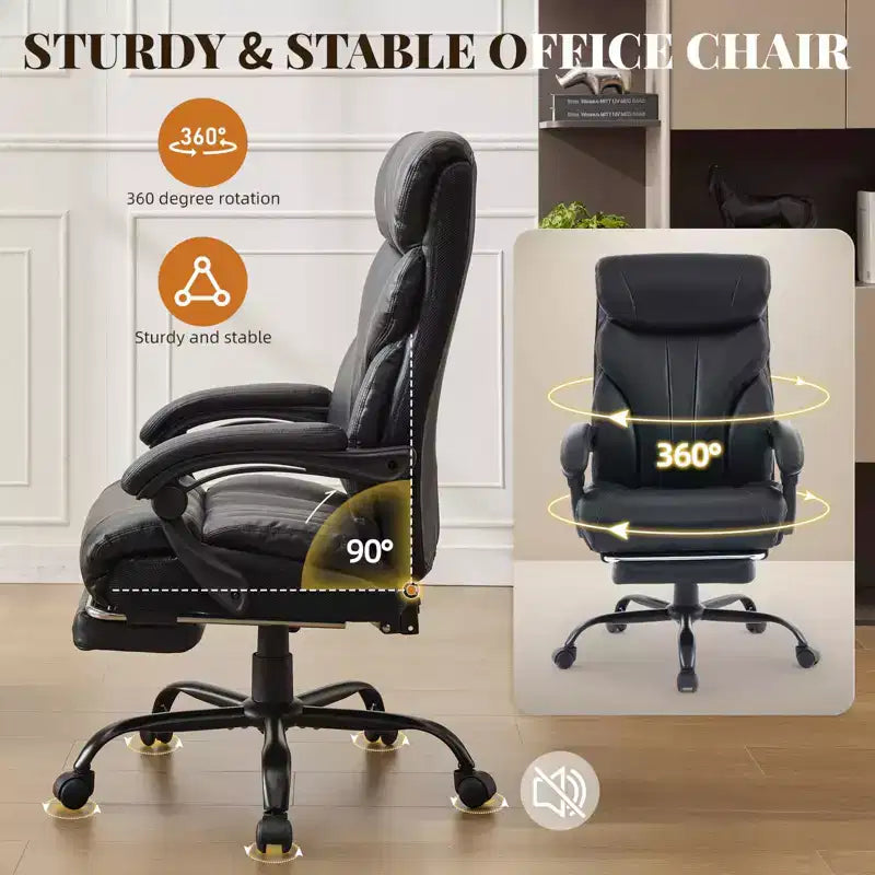 Sedia da ufficio taglie forti portata 227 kg, braccioli regolabili e schienale reclinabile, sedia ergonomica direzionale per computer