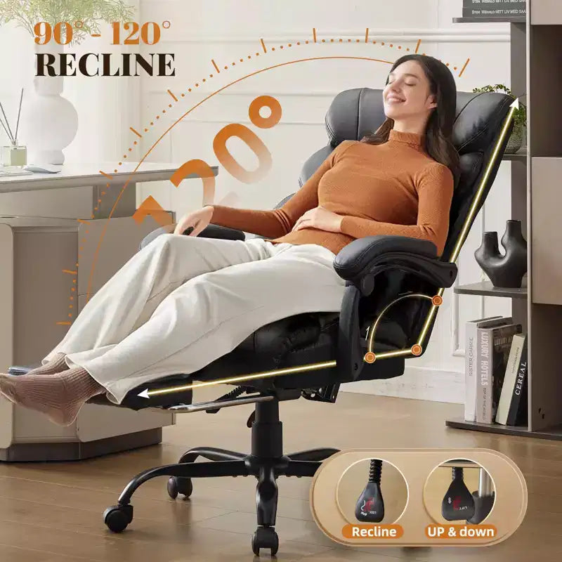 Sedia da ufficio taglie forti portata 227 kg, braccioli regolabili e schienale reclinabile, sedia ergonomica direzionale per computer