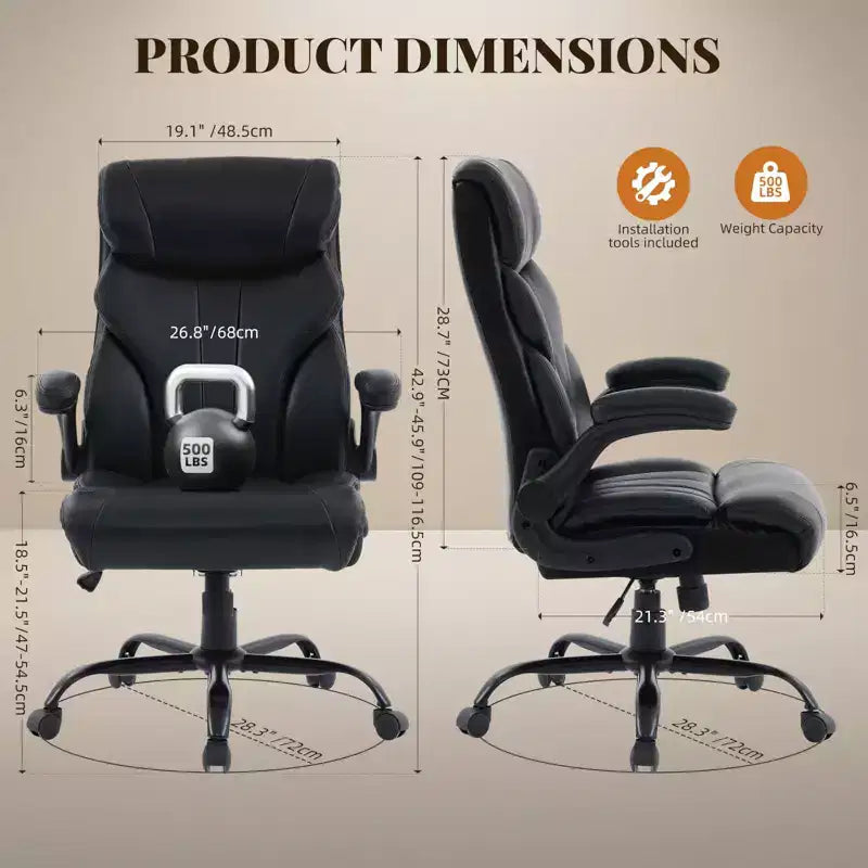 Sedia da ufficio taglie forti portata 227 kg, braccioli regolabili e schienale reclinabile, sedia ergonomica direzionale per computer