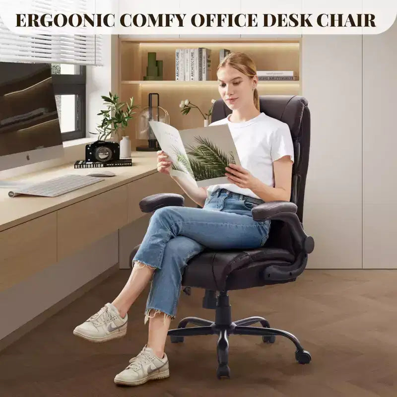 Sedia da ufficio taglie forti portata 227 kg, braccioli regolabili e schienale reclinabile, sedia ergonomica direzionale per computer