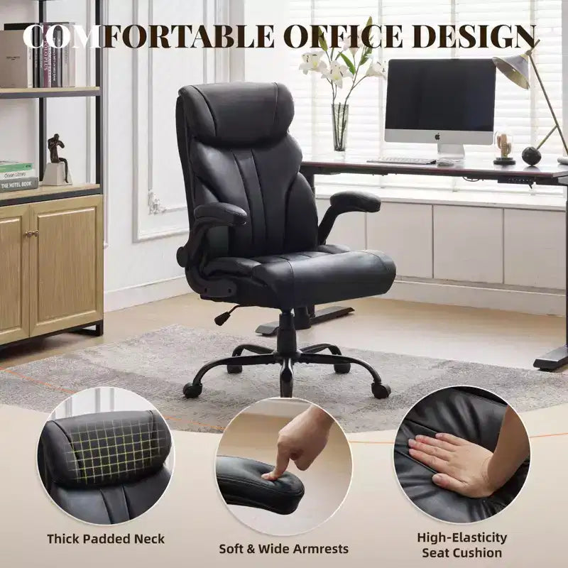 Sedia da ufficio taglie forti portata 227 kg, braccioli regolabili e schienale reclinabile, sedia ergonomica direzionale per computer