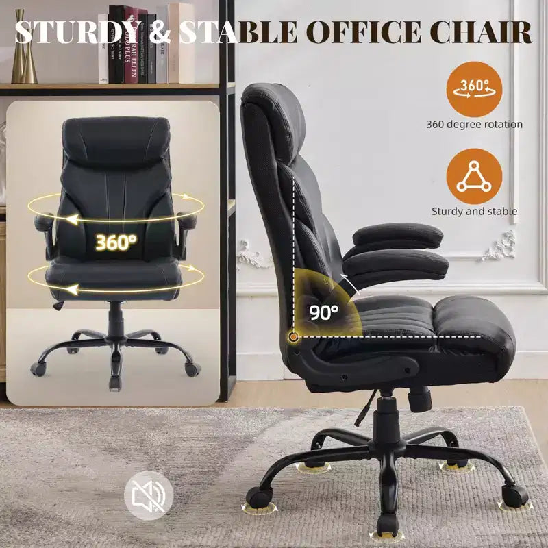 Sedia da ufficio taglie forti portata 227 kg, braccioli regolabili e schienale reclinabile, sedia ergonomica direzionale per computer