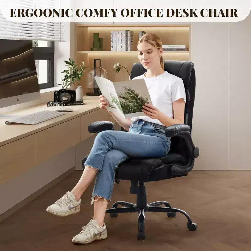 Sedia da ufficio taglie forti portata 227 kg, braccioli regolabili e schienale reclinabile, sedia ergonomica direzionale per computer