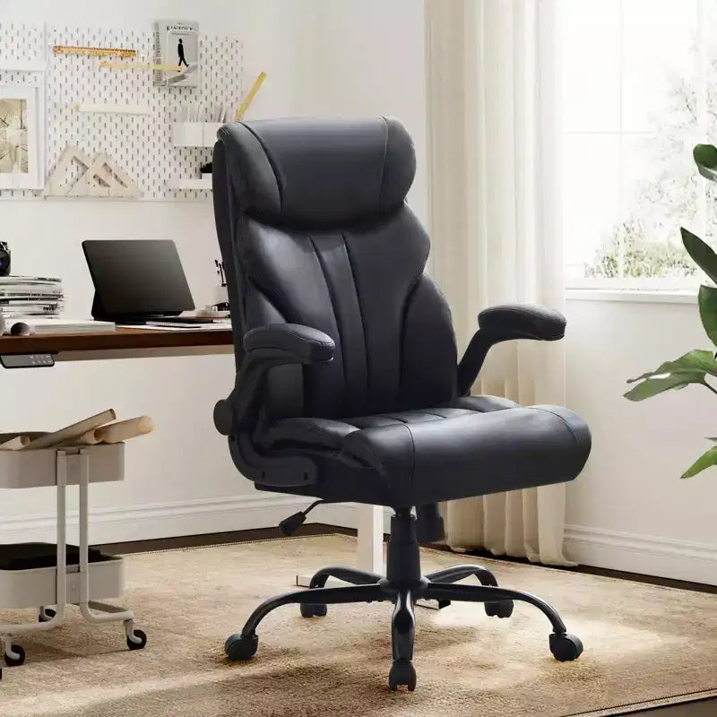  Big & Tall Office Chair 500LB Capacity, Adjustable Armrests & Recline Ergonomic Executive Computer Chair
