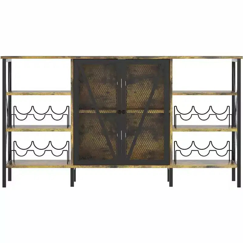 Mobile Bar 55, Moderno Armadietto per Liquori con Portabottiglie e Anta in Rete, Credenza/Buffet da Cucina per Soggiorno, Cucina, Ingresso