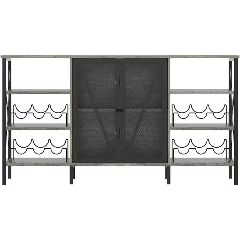 Mobile Bar 55, Moderno Armadietto per Liquori con Portabottiglie e Anta in Rete, Credenza/Buffet da Cucina per Soggiorno, Cucina, Ingresso