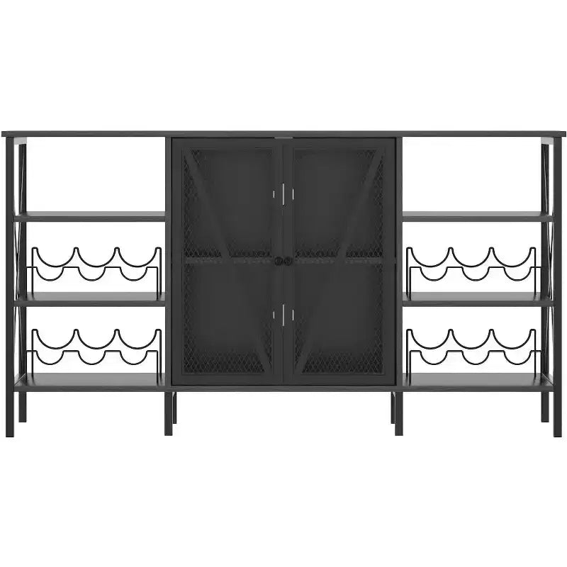 Mobile Bar 55, Moderno Armadietto per Liquori con Portabottiglie e Anta in Rete, Credenza/Buffet da Cucina per Soggiorno, Cucina, Ingresso
