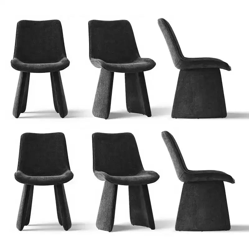 6 sedie da pranzo moderne completamente imbottite con silhouette scultorea, sedie laterali senza braccioli morbide e imbottite per sala da pranzo o cucina