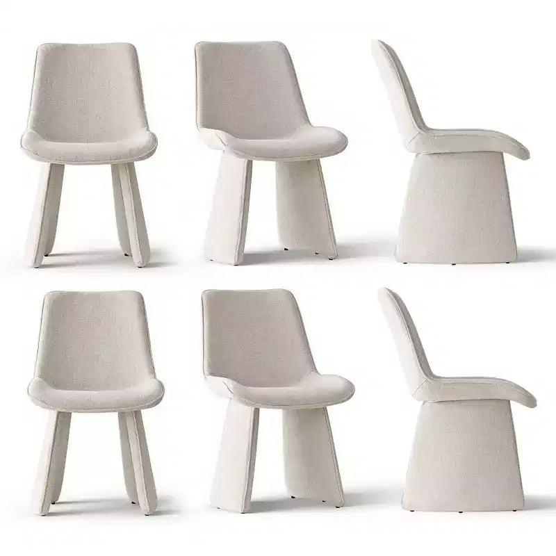 6 sedie da pranzo moderne completamente imbottite con silhouette scultorea, sedie laterali senza braccioli morbide e imbottite per sala da pranzo o cucina
