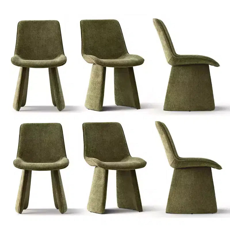 6 sedie da pranzo moderne completamente imbottite con silhouette scultorea, sedie laterali senza braccioli morbide e imbottite per sala da pranzo o cucina