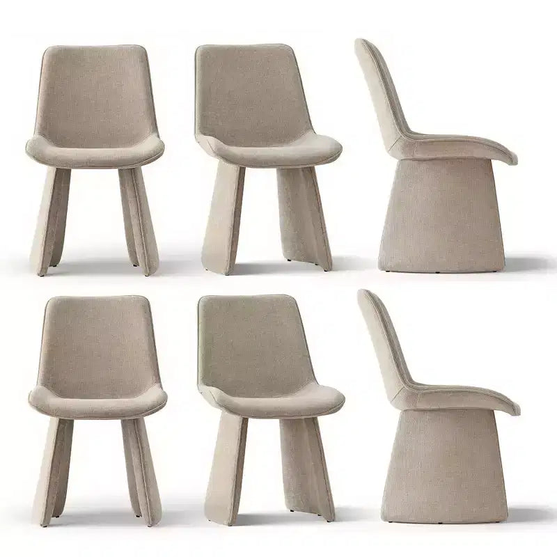 6 sedie da pranzo moderne completamente imbottite con silhouette scultorea, sedie laterali senza braccioli morbide e imbottite per sala da pranzo o cucina