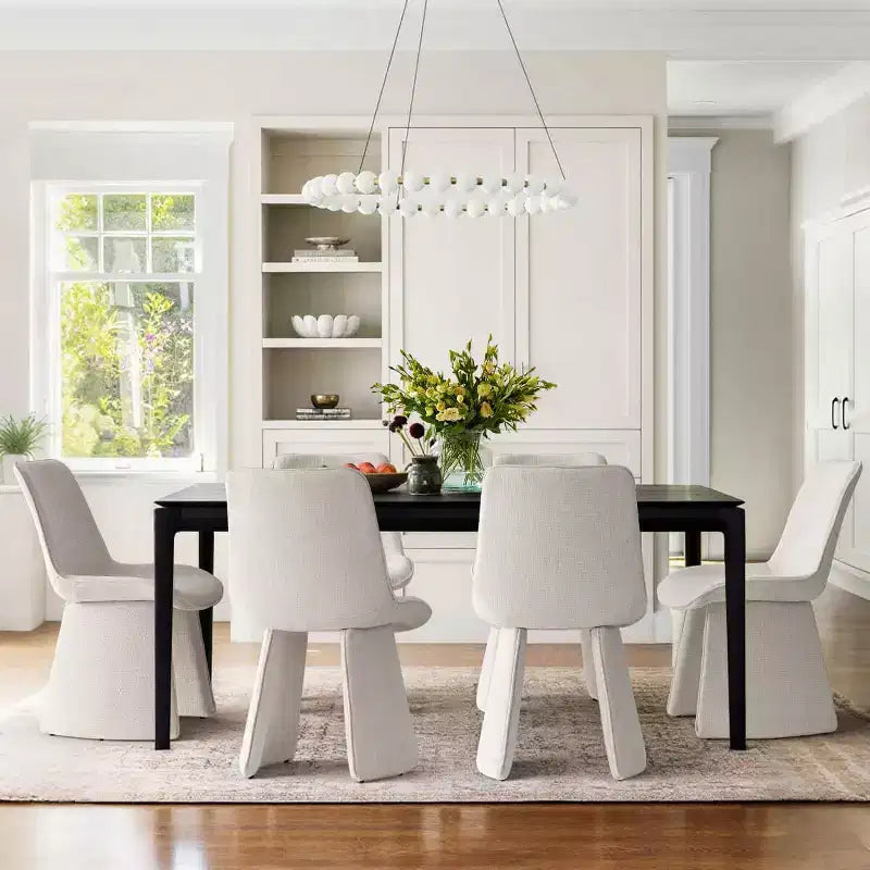 Set of 6 Modern Fully Upholstered Dining Chairs with Sculptural Silhouette,Soft Padded Armless Side Chairs for Dining Room or Kitchen-