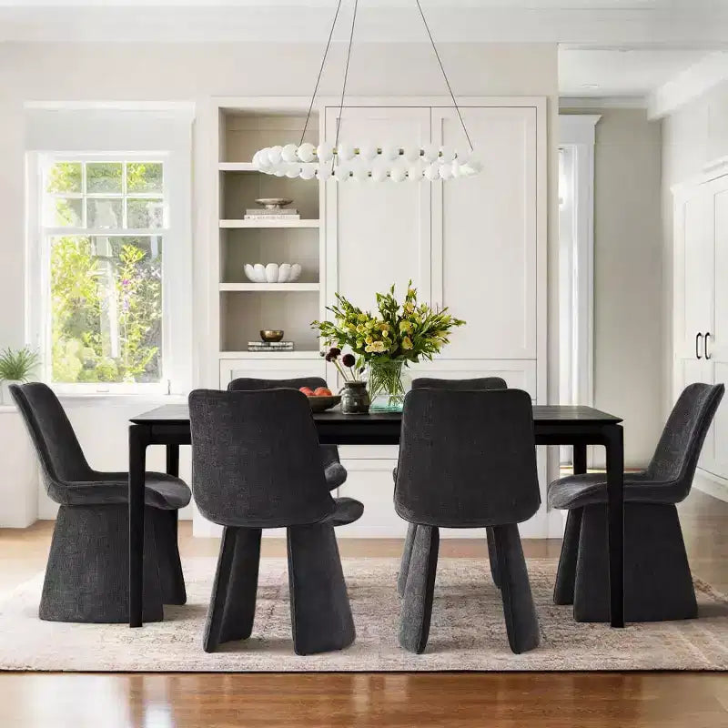 6 sedie da pranzo moderne completamente imbottite con silhouette scultorea, sedie laterali senza braccioli morbide e imbottite per sala da pranzo o cucina