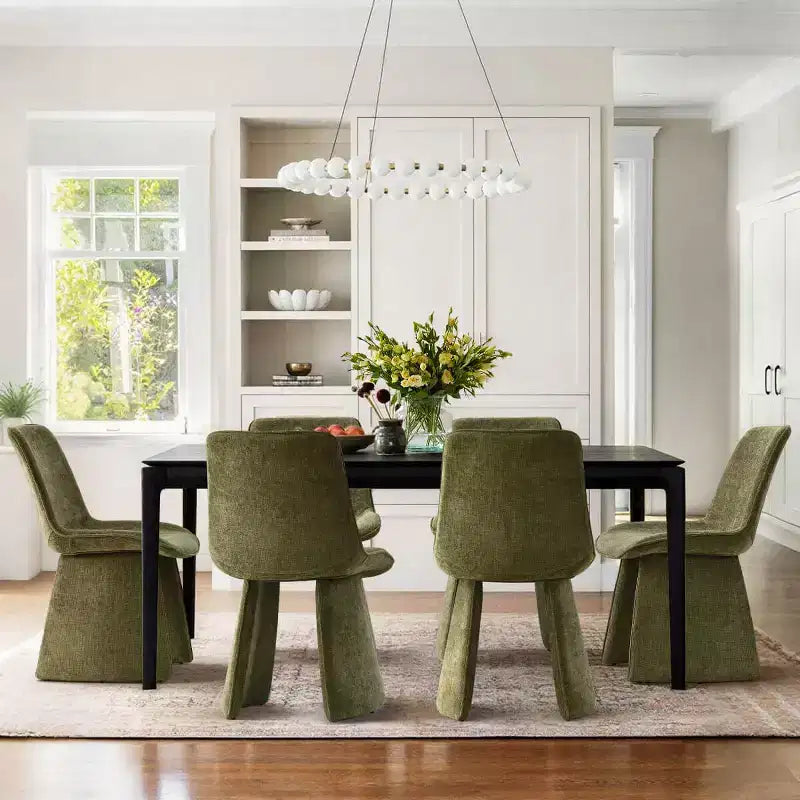 6 sedie da pranzo moderne completamente imbottite con silhouette scultorea, sedie laterali senza braccioli morbide e imbottite per sala da pranzo o cucina