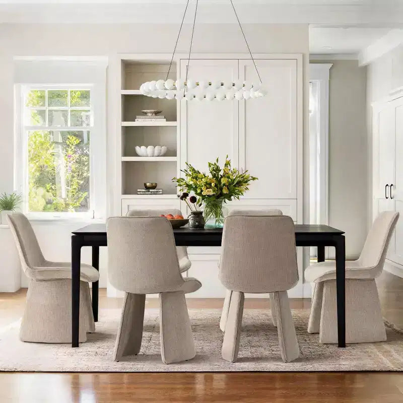 6 sedie da pranzo moderne completamente imbottite con silhouette scultorea, sedie laterali senza braccioli morbide e imbottite per sala da pranzo o cucina
