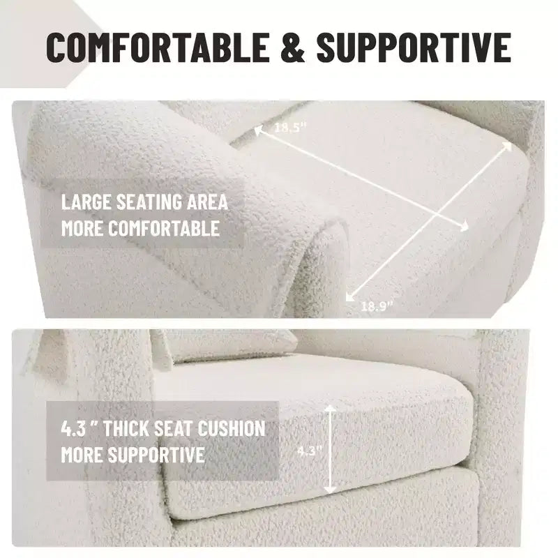 Poltrona Girevole Moderna con Pouf, Poltrona a Botte in Ciniglia con Cuscino Schienale Rimovibile e 2 Copribraccioli, Poltrona da Lettura