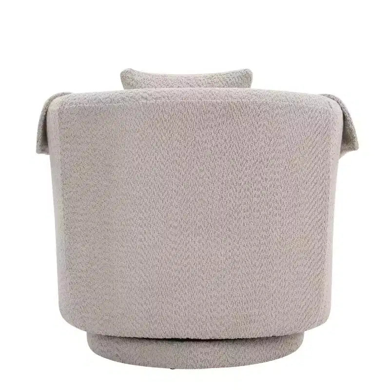 Poltrona Girevole Moderna con Pouf, Poltrona a Botte in Ciniglia con Cuscino Schienale Rimovibile e 2 Copribraccioli, Poltrona da Lettura