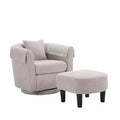  Modern Swivel Accent Chair with Ottoman Set, Chenille Barrel Chairs with Removable Back Pillow & 2 Armrest Covers, Reading Chair