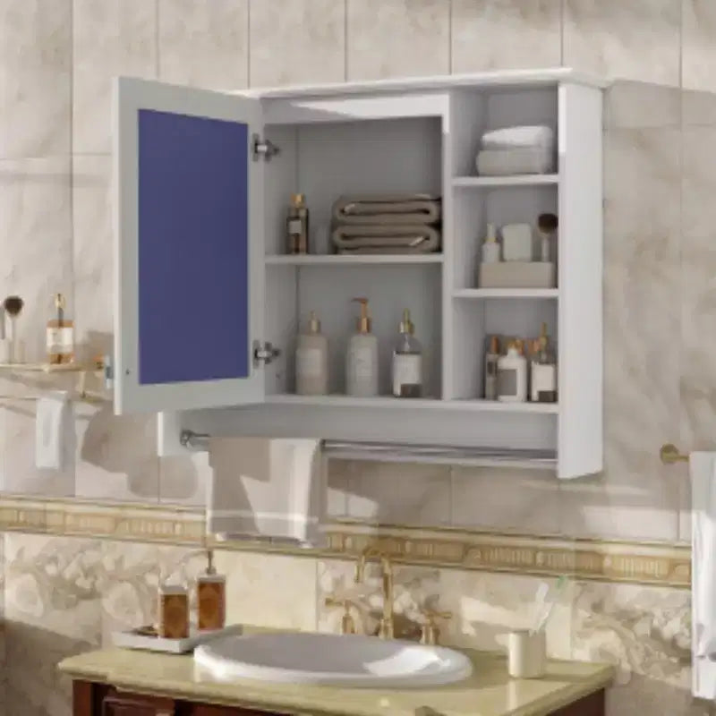 Armadietto da bagno a parete da 36 pollici, armadietto dei medicinali a parete con portasciugamani e mensole aperte, mobiletto pensile galleggiante sopra il WC per il bagno