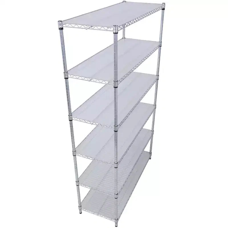 Scaffalatura in Filo Metallico NSF a 6 Livelli 6000LBS, Scaffale di Stoccaggio Regolabile Heavy Duty con Ruote e Fodere per Ripiani (Cromo)