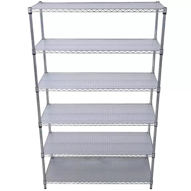 Scaffalatura in Filo Metallico NSF a 6 Livelli 6000LBS, Scaffale di Stoccaggio Regolabile Heavy Duty con Ruote e Fodere per Ripiani (Cromo)