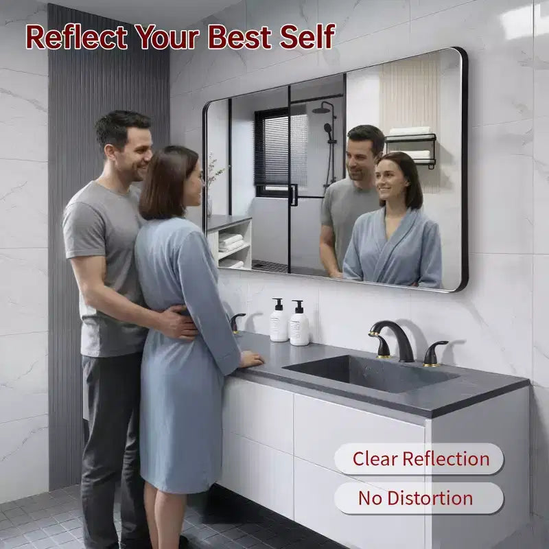 Specchio da bagno con vetro temperato, specchio da parete moderno 40X30, orizzontale/verticale