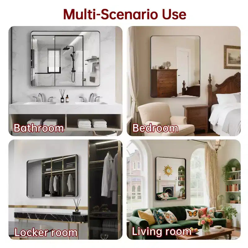 Specchio da bagno con vetro temperato, specchio da parete moderno 40X30, orizzontale/verticale