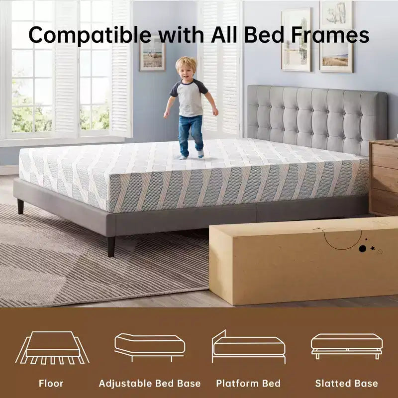 Materasso da 5 pollici per adulti, ragazzi e singoli, misure Twin/Twin XL/Full, materasso in memory foam rinfrescante, rivestimento rimovibile e lavabile, rigidità media.