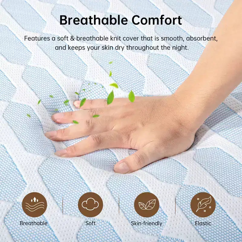 Materasso da 5 pollici per adulti, ragazzi e singoli, misure Twin/Twin XL/Full, materasso in memory foam rinfrescante, rivestimento rimovibile e lavabile, rigidità media.