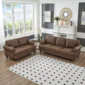  Modern Sectional Sofas Classic Design with Nails Liing Room 5 Seaters Faux Leather Upgolstered Brown