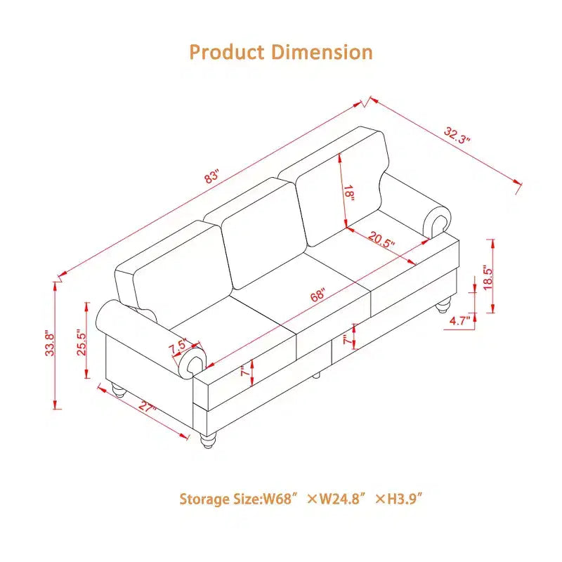 Divani componibili moderni dal design classico con finiture con borchie, divano a 5 posti in ecopelle per soggiorno, marrone