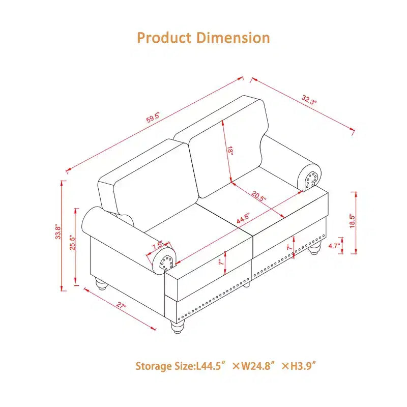 Divani componibili moderni dal design classico con finiture con borchie, divano a 5 posti in ecopelle per soggiorno, marrone