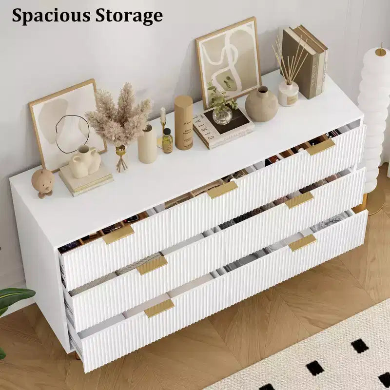 Comò in legno per camera da letto, cassettiera scanalata, comò moderni in legno per armadio, organizer per camera da letto
