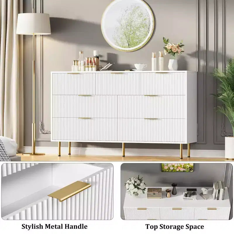 Comò in legno per camera da letto, cassettiera scanalata, comò moderni in legno per armadio, organizer per camera da letto