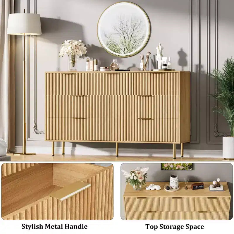 Comò in legno per camera da letto, cassettiera scanalata, comò moderni in legno per armadio, organizer per camera da letto