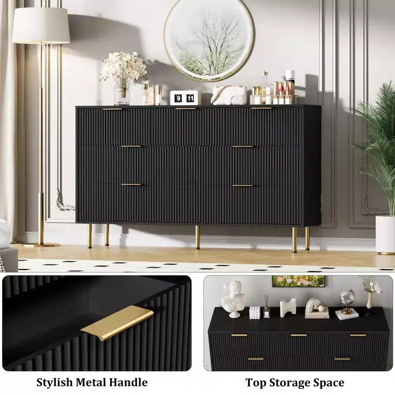 Comò in legno per camera da letto, cassettiera scanalata, comò moderni in legno per armadio, organizer per camera da letto