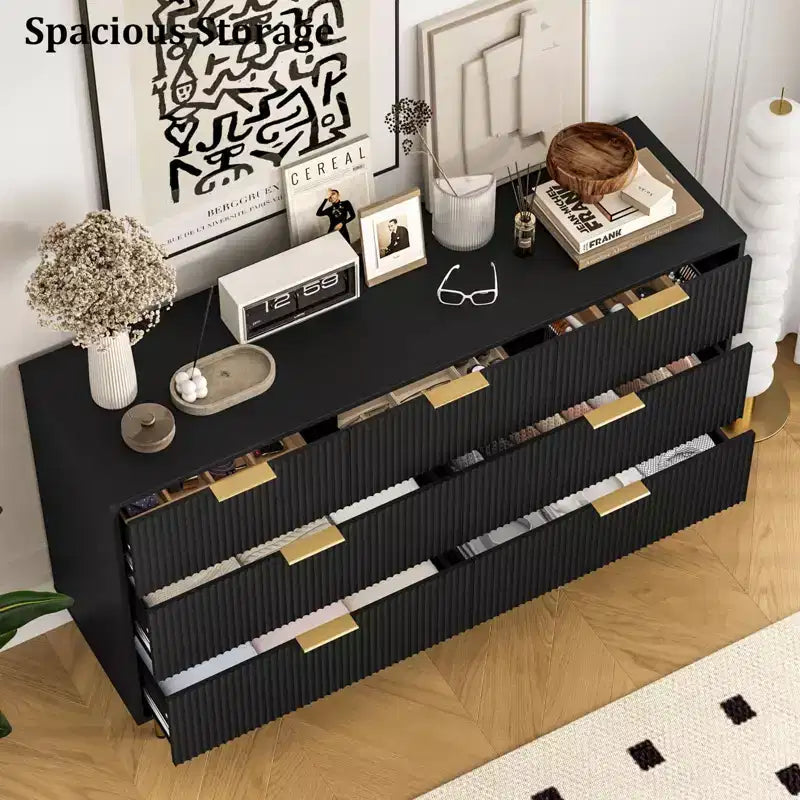Comò in legno per camera da letto, cassettiera scanalata, comò moderni in legno per armadio, organizer per camera da letto