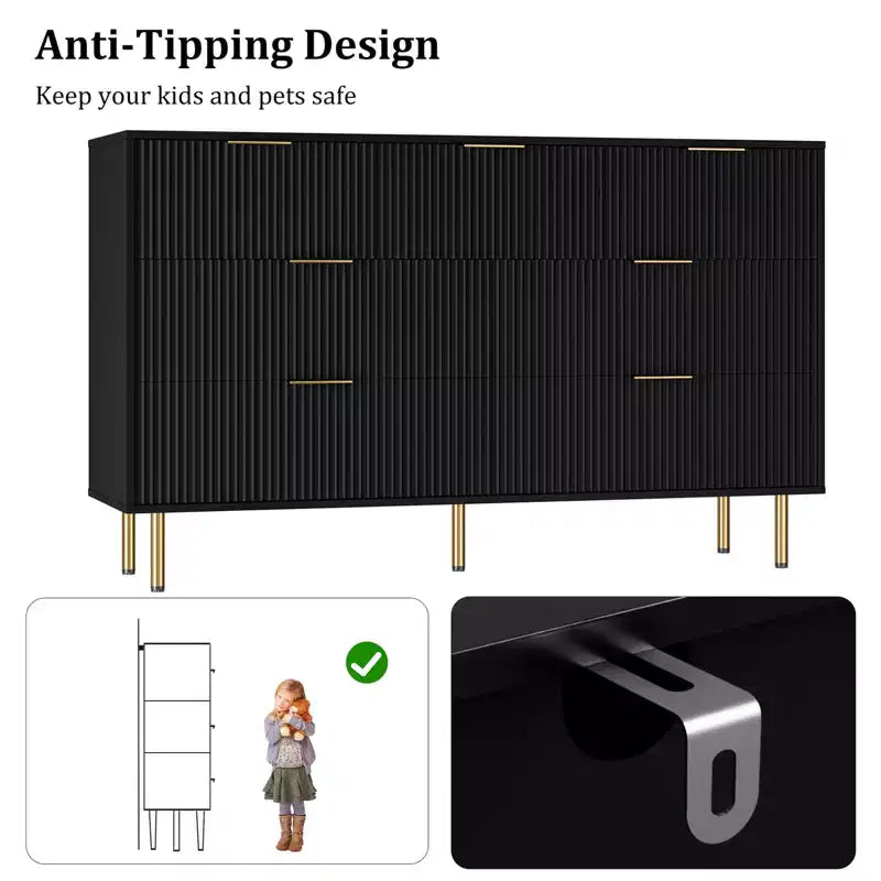 Comò in legno per camera da letto, cassettiera scanalata, comò moderni in legno per armadio, organizer per camera da letto