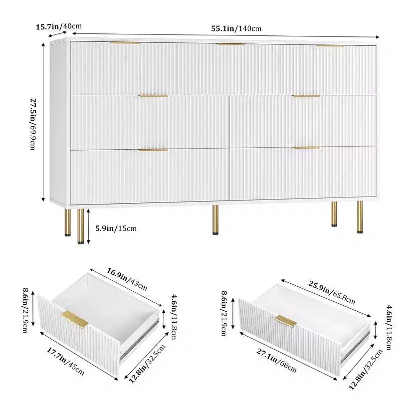 Comò in legno per camera da letto, cassettiera scanalata, comò moderni in legno per armadio, organizer per camera da letto