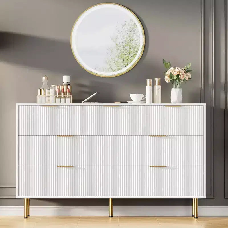 Comò in legno per camera da letto, cassettiera scanalata, comò moderni in legno per armadio, organizer per camera da letto