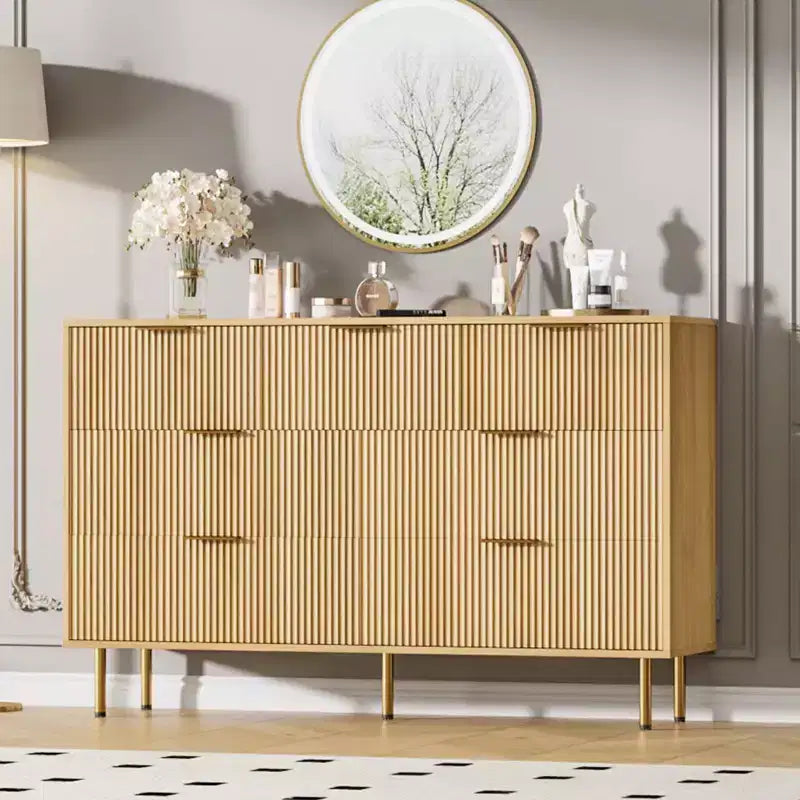 Comò in legno per camera da letto, cassettiera scanalata, comò moderni in legno per armadio, organizer per camera da letto