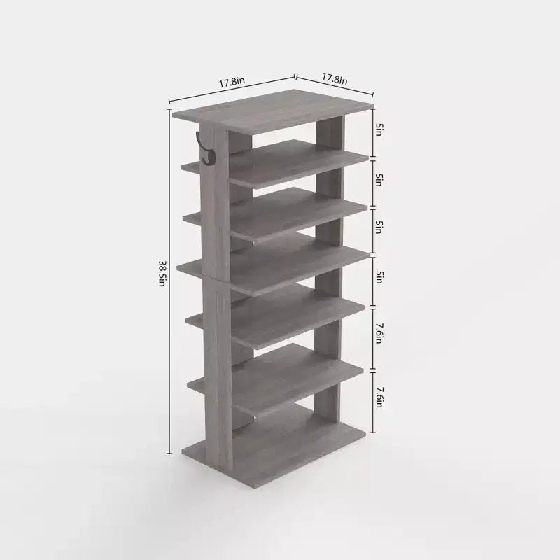 Scarpiera verticale a 7 livelli con ganci, organizzatore di scarpe multifunzione per l'ingresso