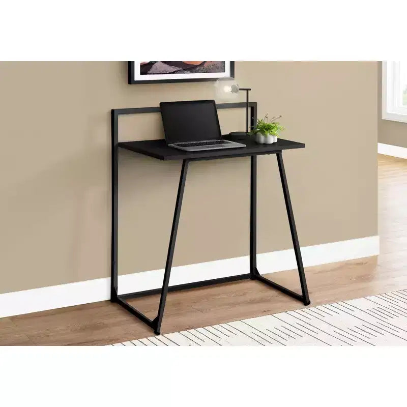 Scrivania per computer da 30 pollici, scrivania moderna con piano in laminato, telaio in metallo, workstation per piccoli spazi, scrivania per laptop per ufficio, studio, camera da letto
