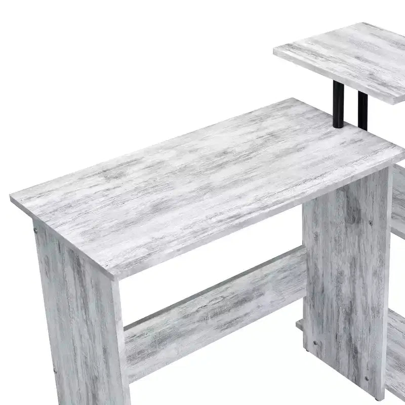 Scrivania a L, Scrivania da Studio con Ripiano Laterale Aperto, Telaio in Metallo, Scrivania Piccola con 3 Ripiani Contenitori per Ufficio Domestico, Spazio di Lavoro, Camera da Letto