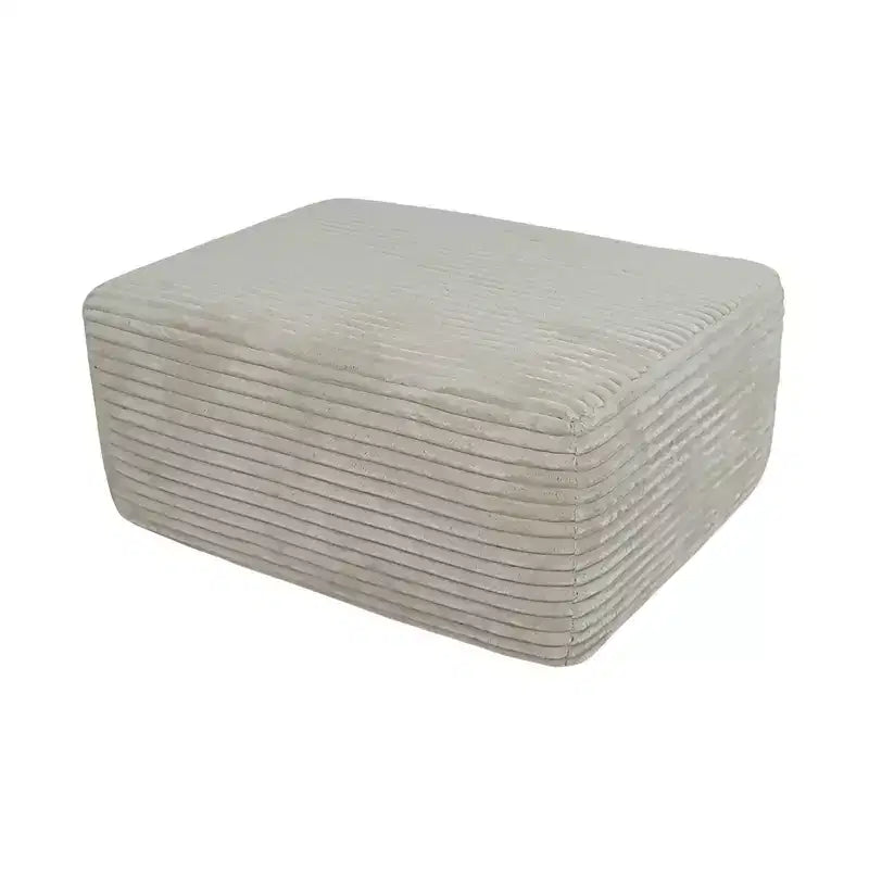 Pouf Imbottito in Peluche Comodo e Contenitivo Divano Sezionale Modulare per Soggiorno Beige