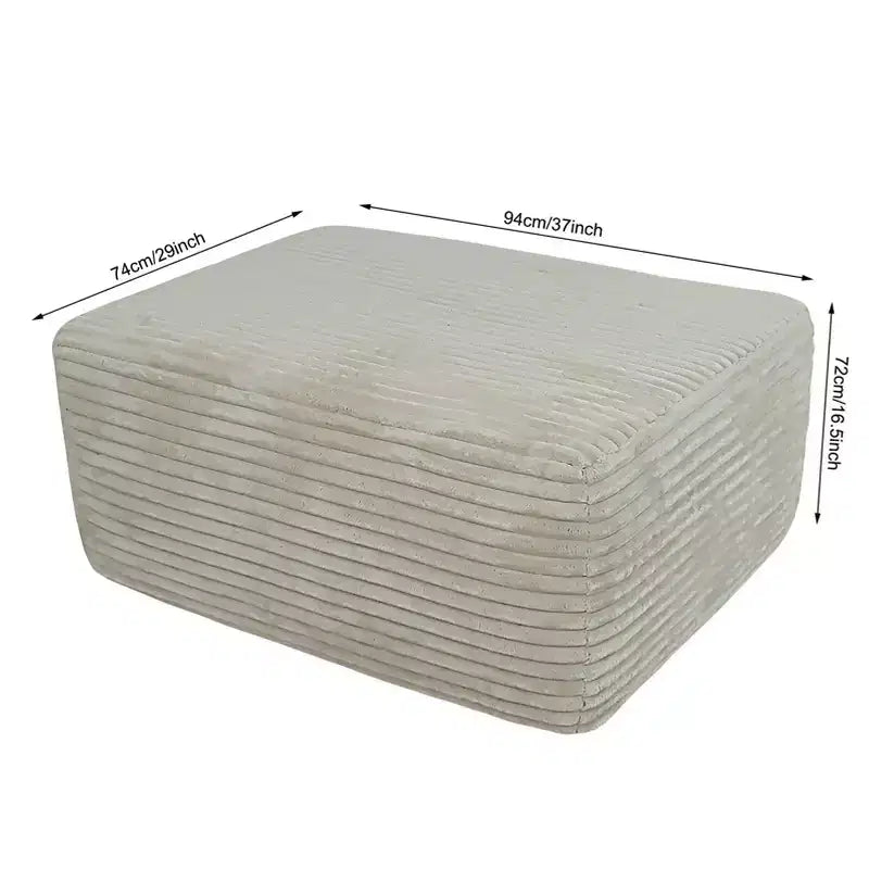 Pouf Imbottito in Peluche Comodo e Contenitivo Divano Sezionale Modulare per Soggiorno Beige