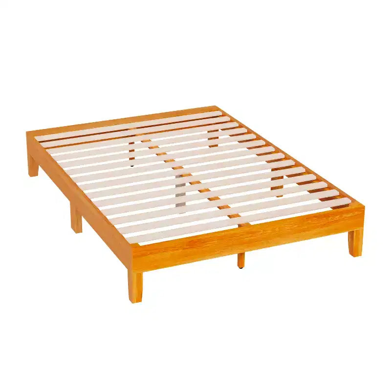  Wood Bed Frame Versatile Solid Wood Mattress Foundation with 14 Wood Slats No Box Spring Needed