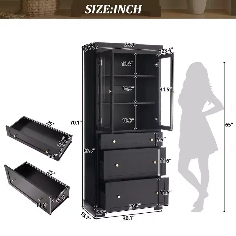 Mobiletto portaoggetti da bagno 70, armadietto da pavimento indipendente con 3 cassetti e ripiani regolabili, mobile dispensa da cucina per bagno, ufficio