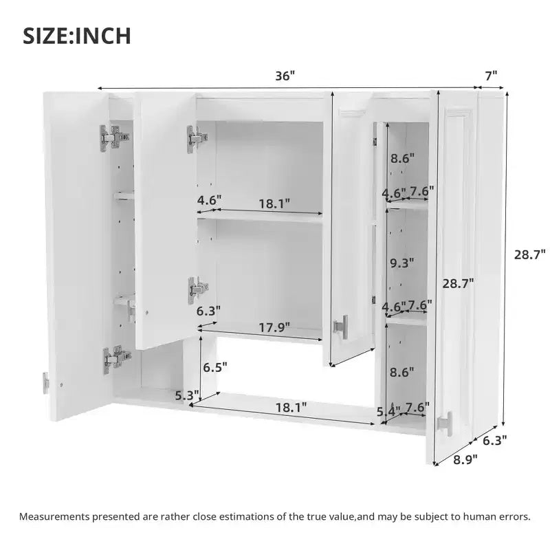 Mobiletto da Bagno Moderno con 5 Ripiani Regolabili, Armadietto a Muro, Cerniere Ammortizzate e Design a Giorno, Bianco