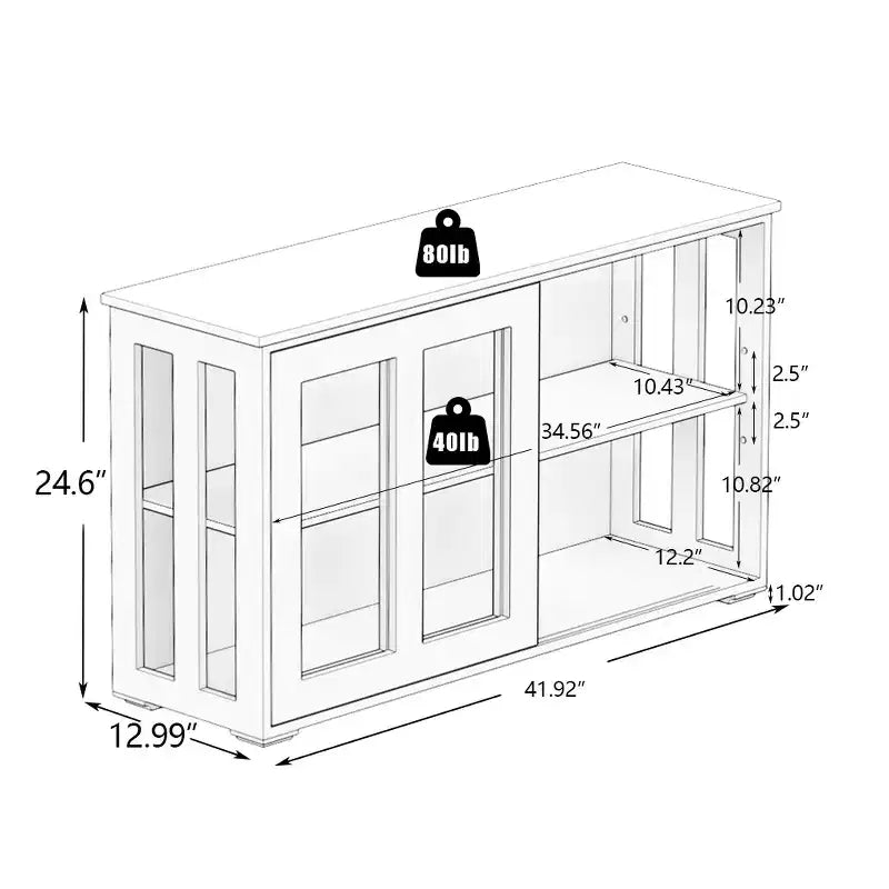 Mobile dispensa/credenza da cucina con anta in vetro